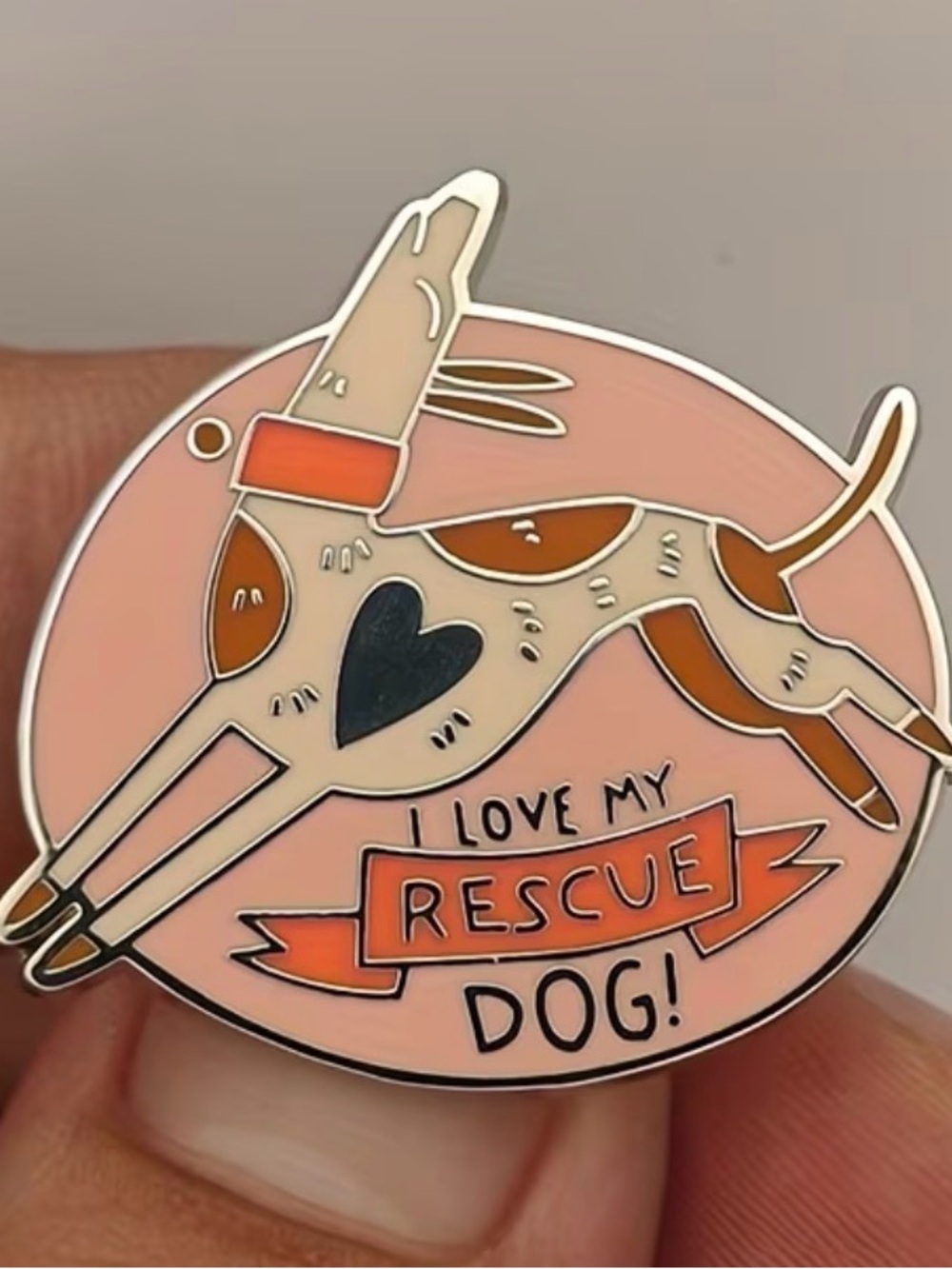 I Love My Rescue Dog Enamel Pin - Pink